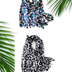 Chic Leopard Pattern Scarf | Beach Sarong Wrap Cover Ups Skirt | Animal Print Shawl Wrap Soft Lightweight and Comfortable