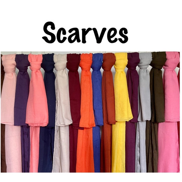 Plain Solid Color Scarf, Lightweight, Crinkle Scarf | Shawl Shoulder Wrap | Head Wrap | Beach Wrap Sarong Cover Ups Skirt. BUY 3 GET 1 FREE!