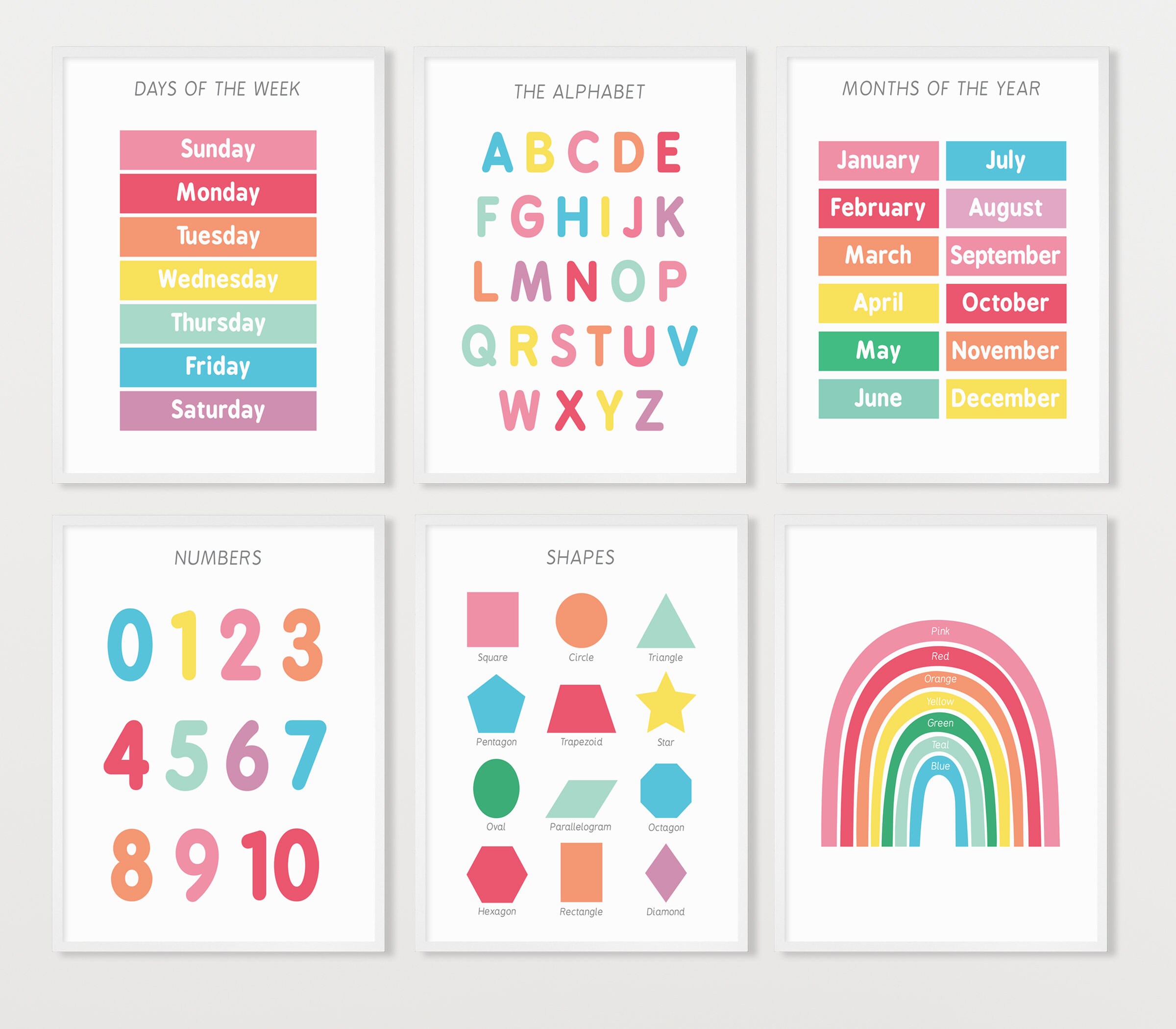 Set of 6 Educational prints Printable Educational print Etsy