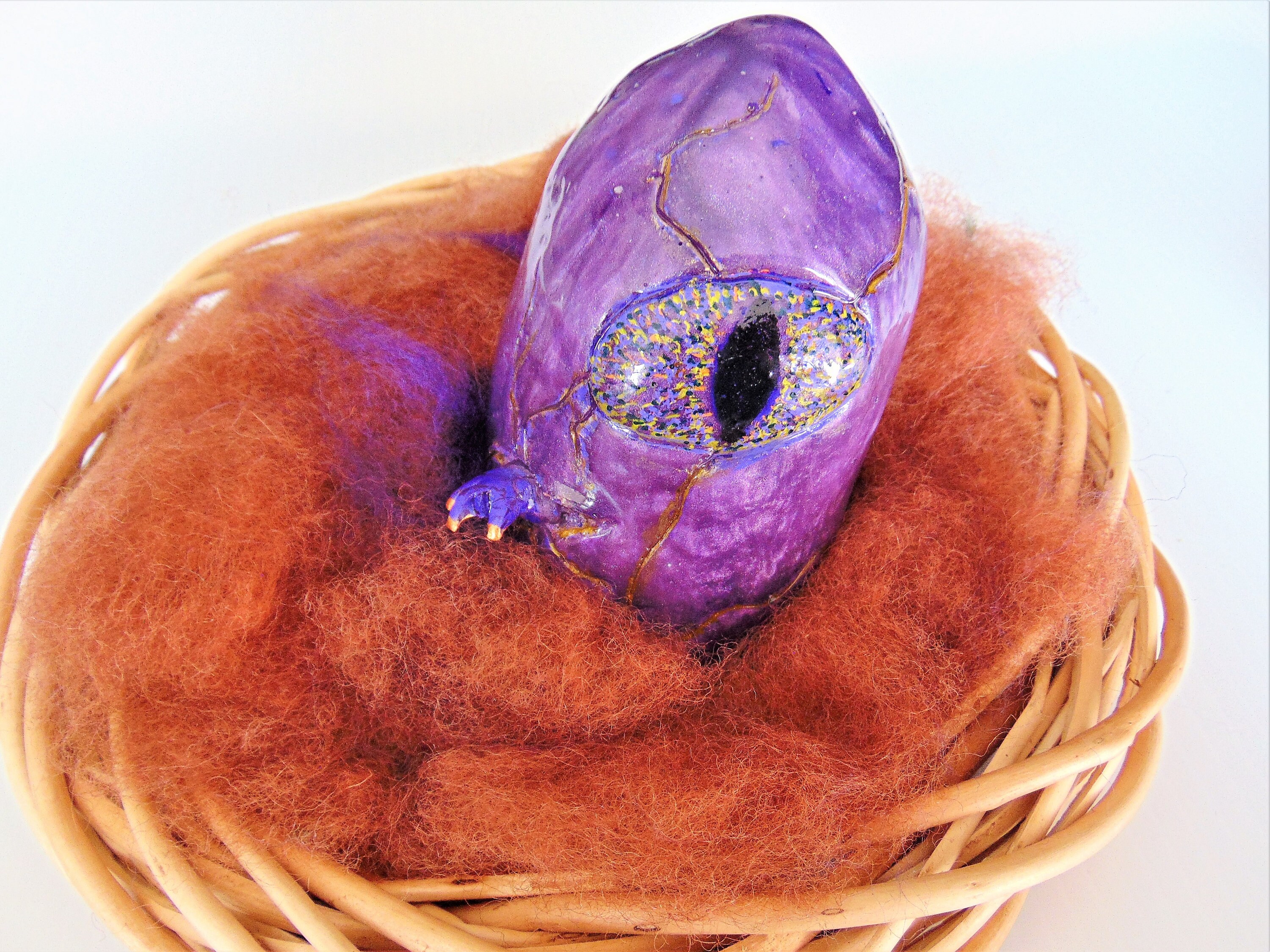 4.75  12 cm Tall Baby Dragon Egg Purple Hatchling Easter Dragon Egg