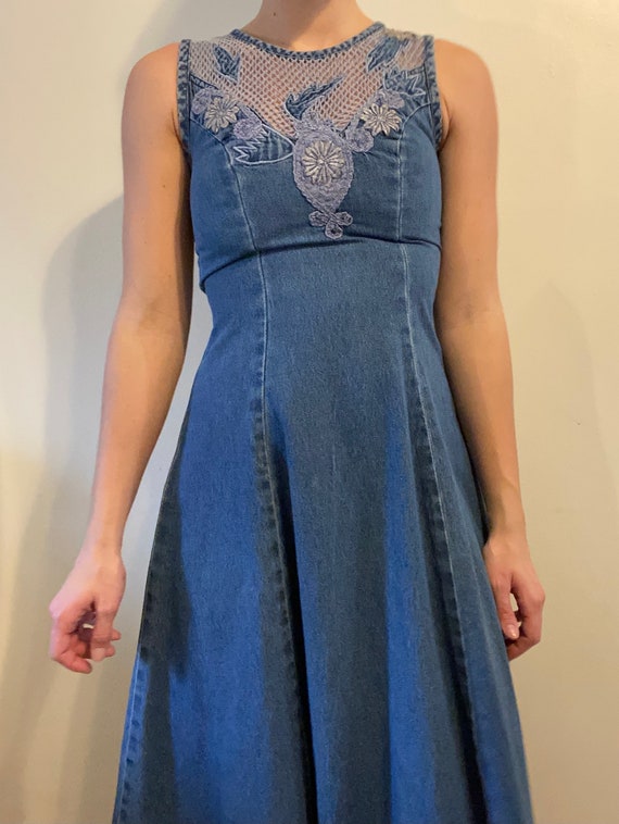 Denim Embroidered Gown