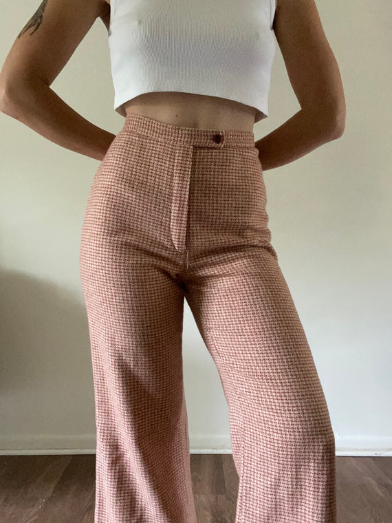 1970’s High Rise Plaid Wool Bell Bottoms