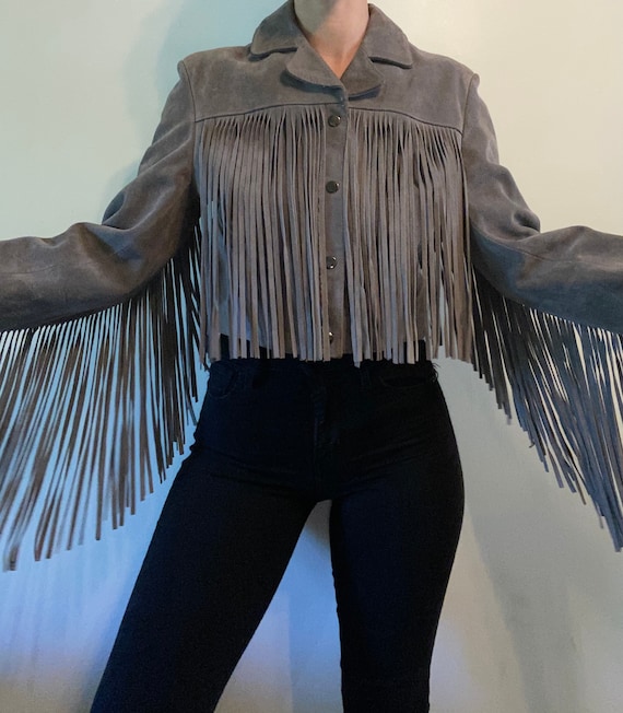 Crop Leather Fringe Jacket