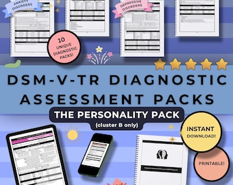 DSM-V-TR Diagnostic Assessments [PERSONALITY Pack] | Counseling | Therapy | Mental Health | Internship | Template | Digital Download