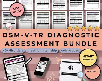 DSM-V-TR Cheat Sheet Bundle | Assessments | Diagnostics | Counseling | Clinical Mental Health | Internship | Template | Digital Download