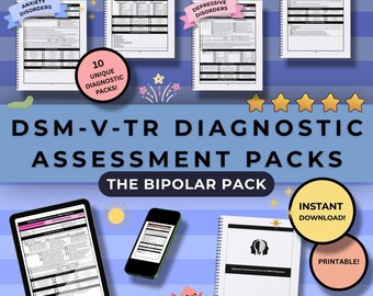 DSM-V-TR Diagnostic Assessments [BIPOLAR Pack] | Counseling | Therapy | Clinical Mental Health | Internship | Template | Digital Download