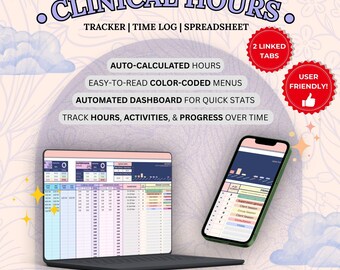 Clinical Hours Tracker Spreadsheet | Automated Time Log (Google Sheets)