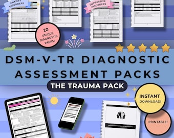 DSM-V-TR Diagnostic Assessments [TRAUMA Pack] | Counseling | Therapy | Clinical Mental Health | Internship | Template | Digital Download