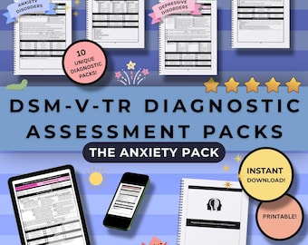 DSM-V-TR Diagnostic Assessments [ANXIETY Pack] | Counseling | Therapy | Clinical Mental Health | Internship | Template | Digital Download