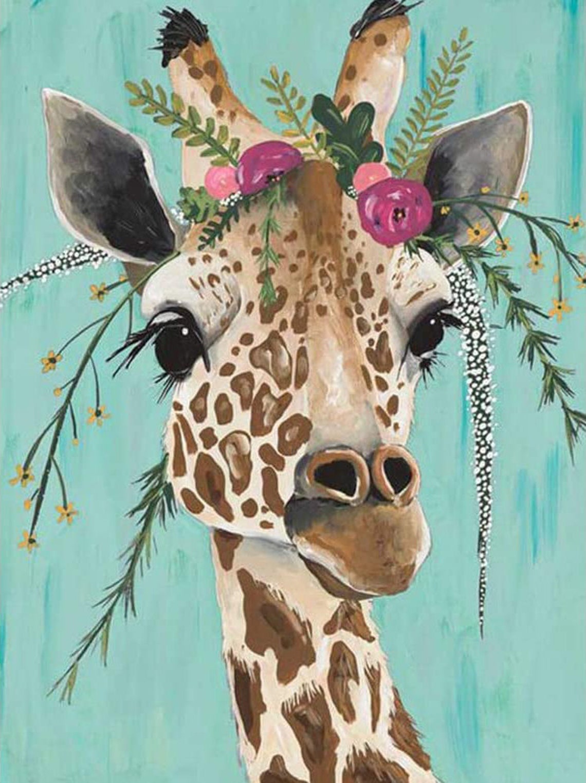 Paint by number kit crown giraffe with flower number paint Etsy