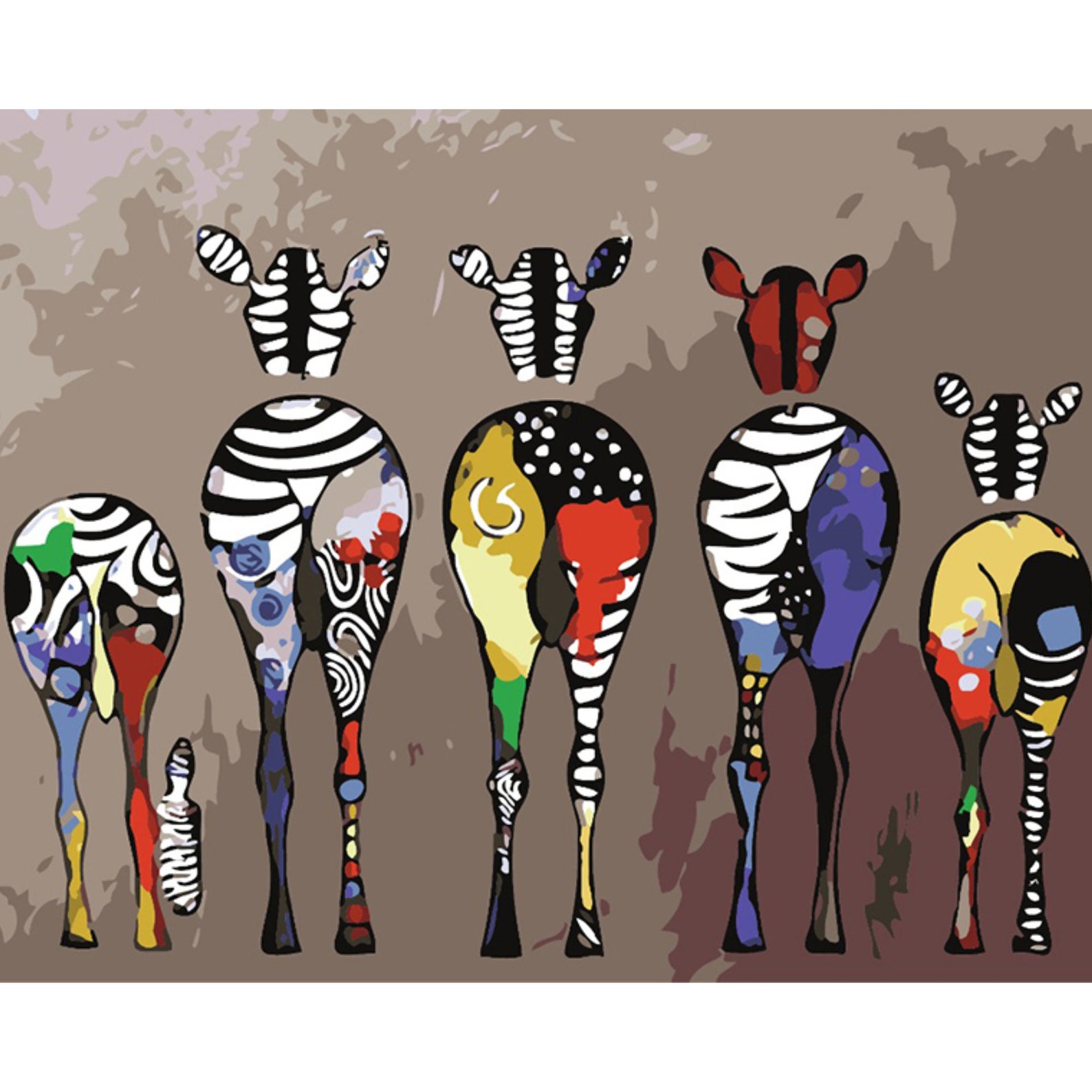Five zebras Paint by number kit number paint colorful Etsy