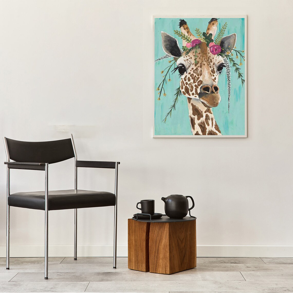 Paint by number kit crown giraffe with flower number paint Etsy