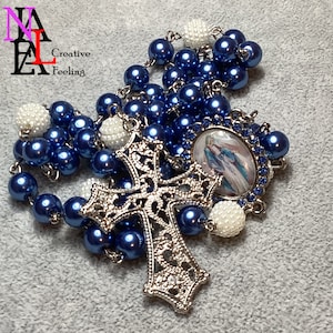 Our Lady of Grace Rosary, Catholic Rosary, Glass Pearls 8MM Beads, Handmade by NL creative feeling