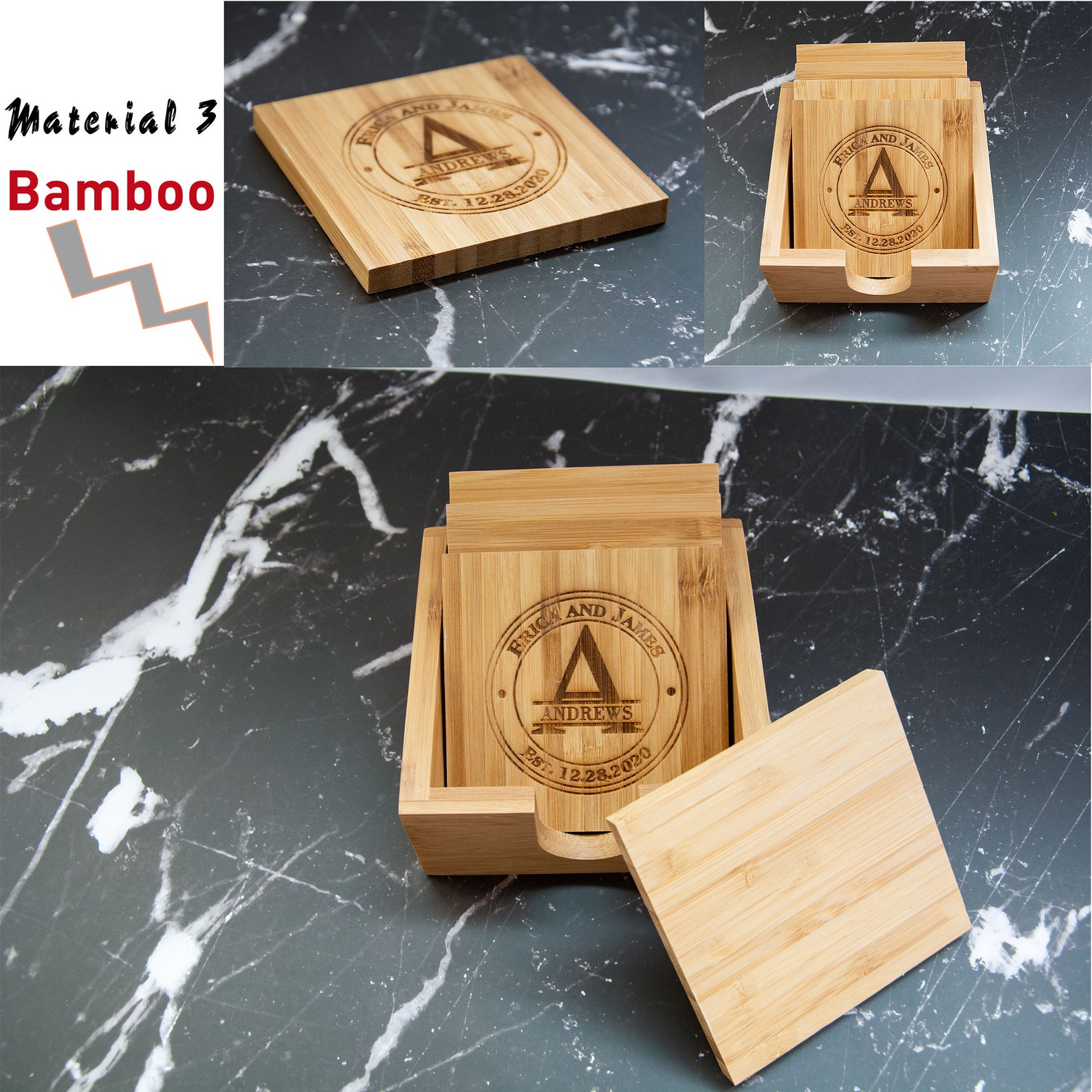 Personalized Coasters4 Coaster Set Custom Coaster Set Logo Etsy