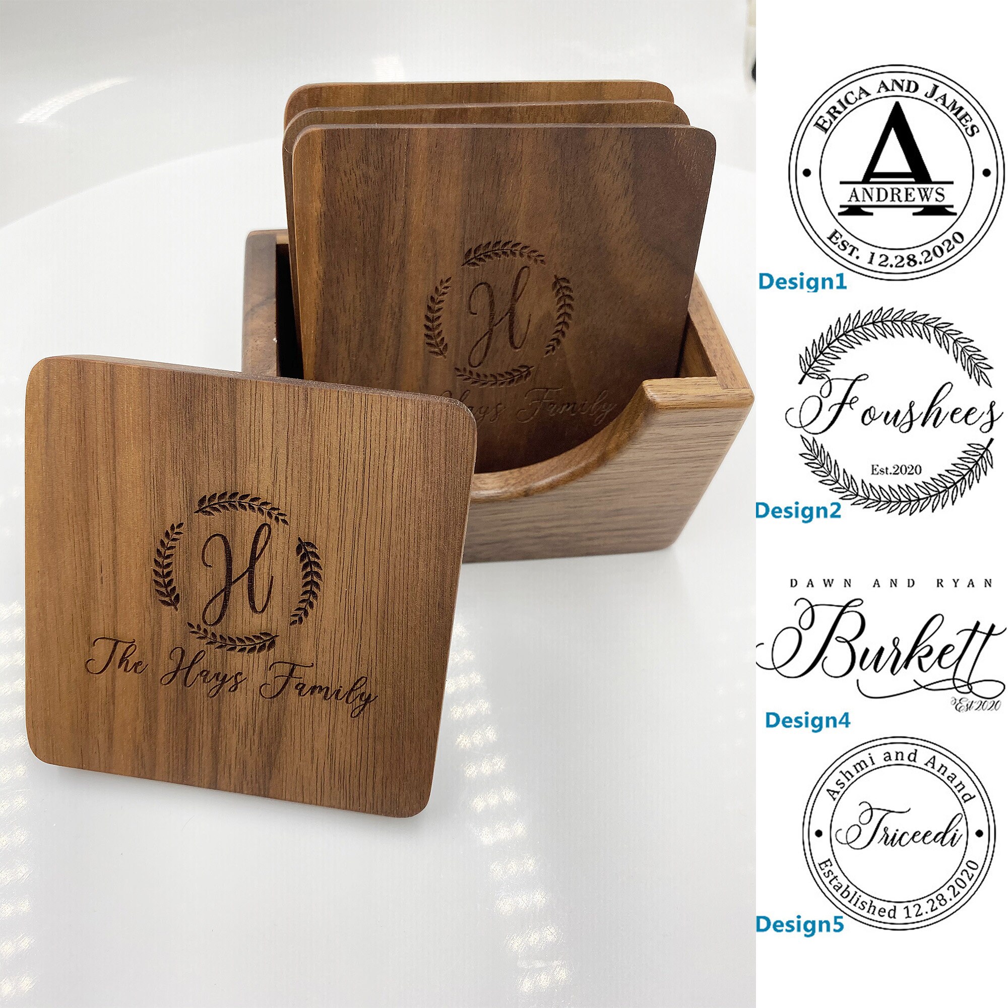 Personalized Coasters4 Coaster Set Custom Coaster Set Logo Etsy
