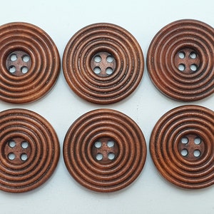 Set van 6 houten knopen knopkleur natuurlijk bruin donkerbruin maat 15, 20, 25, 30 mm houten knopen van hoge kwaliteit afbeelding 1