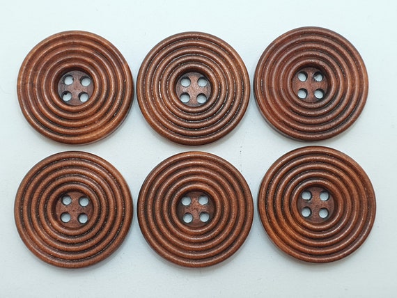 20 Bottoni In Legno Naturale - Diametro 25mm, Marrone, Per Cucito, Uncinetto E DIY - Foto 3