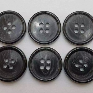 6 Stück Knopf Knöpfe 20mm 2cm Kunststoff Verschiedene Farben Hohe Qualität MADE IN DEUTSCHLAND Schwarz (k2)
