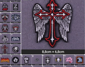 Flicken zum Aufbügeln Bügelflicken Aufbügler Biker Patches Verschidene Modell Stoff Aufbügelflicken