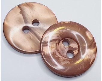 6 buttons, 23 mm (2.3 cm), plastic, mother-of-pearl style, brown and dark brown, high quality, made in Germany