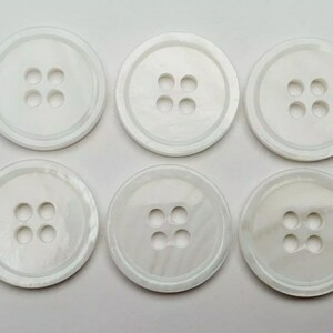 6 Stück Knöpfe Knopf 100% aus Echt Perlmutt knöpfe Weiß 15 18 22mm 1,5 1,8 2,2 cm Hohe Qualität Bild 2