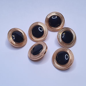 4-6 pieces button buttons shank button 18 mm 1.8 cm plastic color black + gold high quality MADE IN GERMANY