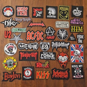 Flicken zum Aufbügeln Bügelflicken Aufbügler Rock Patches Verschidene Modell Stoff Aufbügelflicken rock metal bands Bild 1