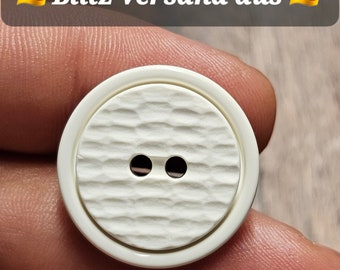 6 stuks knopen knop kunststof 23 mm 2,3 cm witte kleur hoge kwaliteit MADE IN GERMANY