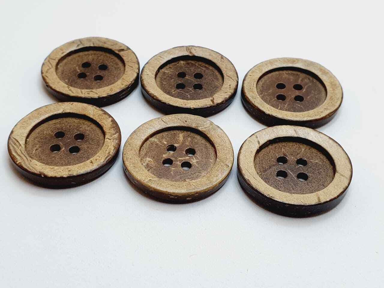 20 Bottoni In Legno Naturale - Diametro 25mm, Marrone, Per Cucito, Uncinetto E DIY - Foto 12