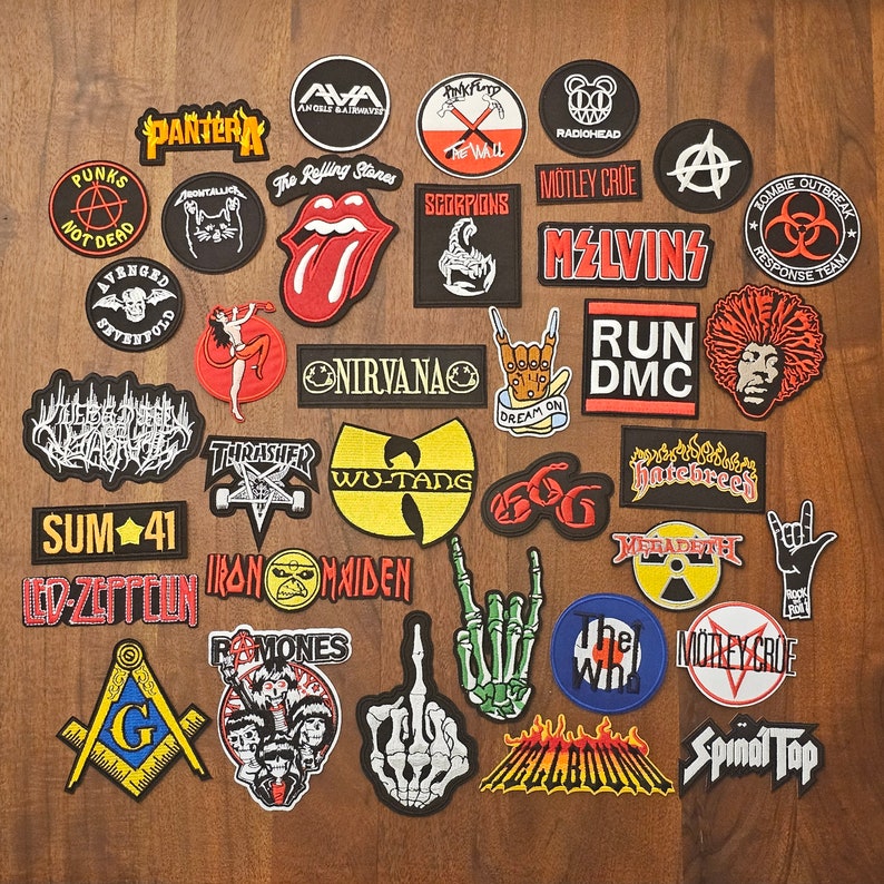 Flicken zum Aufbügeln Bügelflicken Aufbügler Rock Patches Verschidene Modell Stoff Aufbügelflicken rock metal bands Bild 1