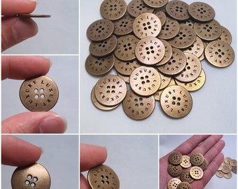 6 pieces metal buttons buttons buttons 20 mm, 2 cm metal antique high quality colors brown, antique brass rustproof