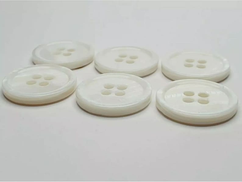 6 Stück Knöpfe Knopf 100% aus Echt Perlmutt knöpfe Weiß 15 18 22mm 1,5 1,8 2,2 cm Hohe Qualität Bild 4