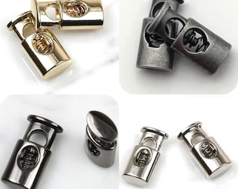 2 topes metálicos para cordones de 5 mm, colores: plateado, gris oscuro y dorado, para cordones de zapatos, alta calidad.