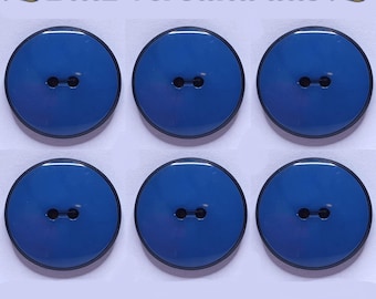 6 Pcs Boutons Bouton Noir + Bleu Foncé 23mm 2.3cm Plastique Haute Qualité