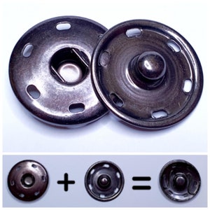 6-10 pièces, boutons-pression métalliques 10,15,20 mm Ø, boutons-pression métalliques à coudre, haute qualité Dunkelgrau