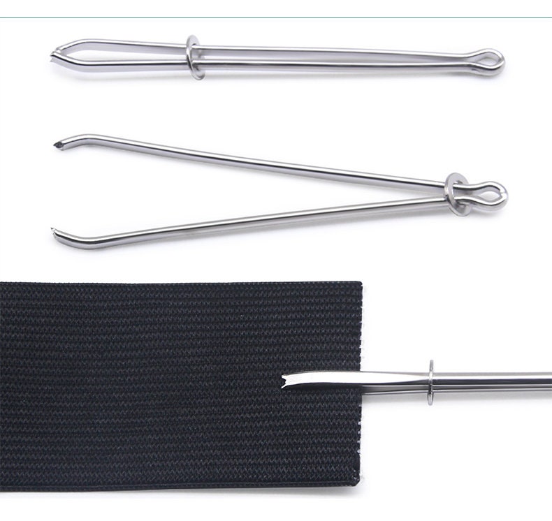 Bodkin Needle Elastic Threader Self-Locking Tweezers