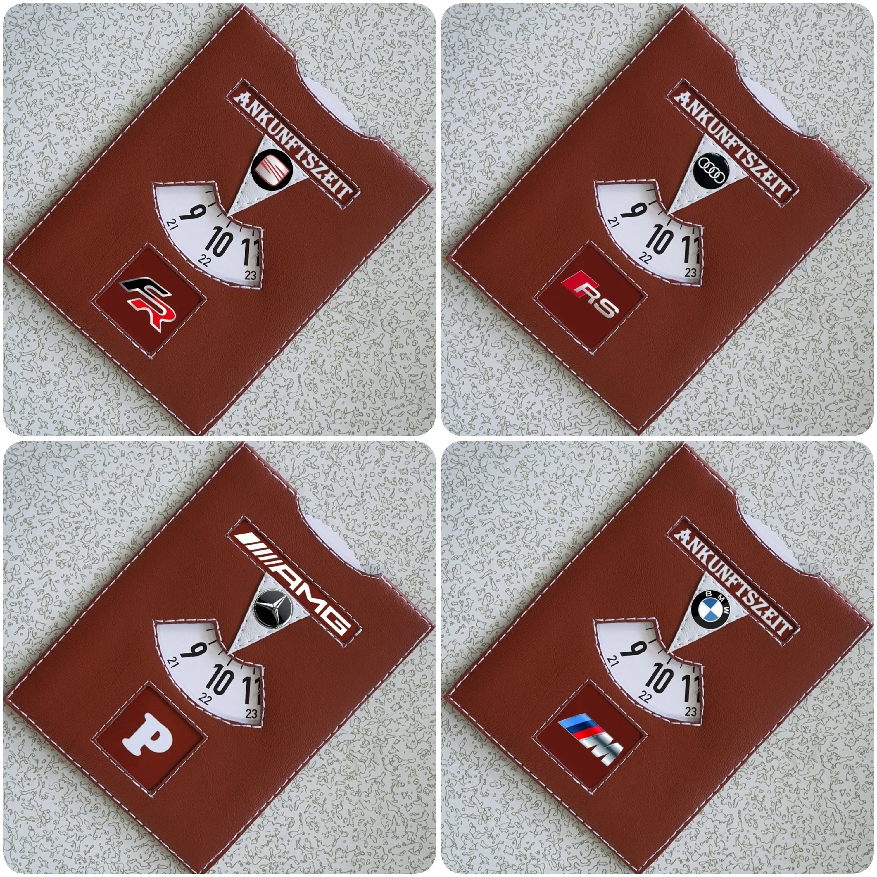 Disco Orario Auto In Similpelle - Maxi Modello 10x13 Cm, Multilingue, Per Parcheggio - Foto 5