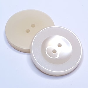 6 pieces button buttons mother of pearl 23 mm, 25 mm 2.3 cm, 2.5 cm plastic color beige + white High quality MADE IN GERMANY