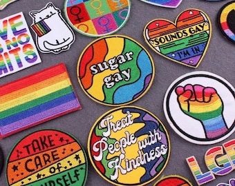 Opstrijkpatches, opstrijkpatches, homoseksuele patches, diverse modellen stoffen opstrijkpatches