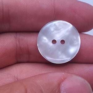 6 Stück Knopf Knöpfe 20mm, 2cm Kunststoff Perlmuttknöpfe Farbe Silber Weiß Hohe Qualität MADE IN DEUTSCHLAND Bild 4