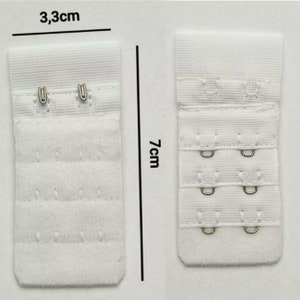 Bra extension extension hook closure 3 cm 7 cm 2 hooks 3 rows bra extension White