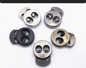 2 topes metálicos para cordón, 2 agujeros, cordón de 5 mm, colores: plata, gris oscuro, dorado, cordones para zapatos, alta calidad