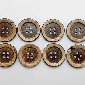 6-8 Stück Holz Knöpfe Knopf Farbe Natur Braun Dunkelbraun Größe 10, 15, 20, 22, 25mm Holzknöpfe Kokosnussknopf Kokosnuss Hohe Qualität Bild 2
