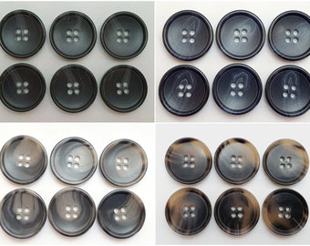 6 buttons, 15 mm, 20 mm, 1.5 cm, 2 cm, plastic, assorted colors, high quality, made in Germany