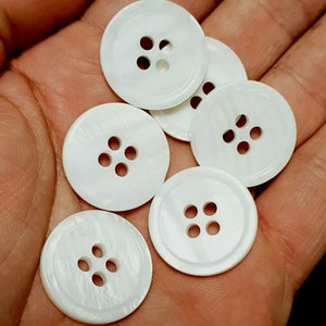 6 Stück Knöpfe Knopf 100% aus Echt Perlmutt knöpfe Weiß 15 18 22mm 1,5 1,8 2,2 cm Hohe Qualität Bild 6