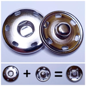 6-10 pièces, boutons-pression métalliques 10,15,20 mm Ø, boutons-pression métalliques à coudre, haute qualité Silber