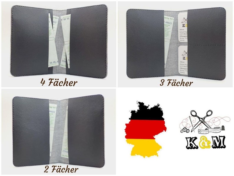 Leder KFZ Schein Schutzhülle Mappe Etui Fahrzeugschein Hülle Ausweis Karten Hohe Qualität Made in Deutschland Bild 6