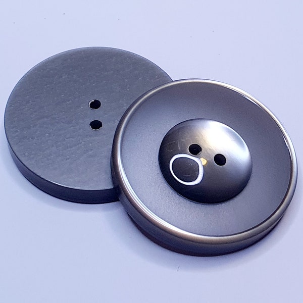 Pack of 6 buttons mother-of-pearl 23 mm, 25 mm, 30 mm 2.3 cm, 2.5 cm, 3 cm plastic color gray + dark gray high quality MADE IN GERMANY