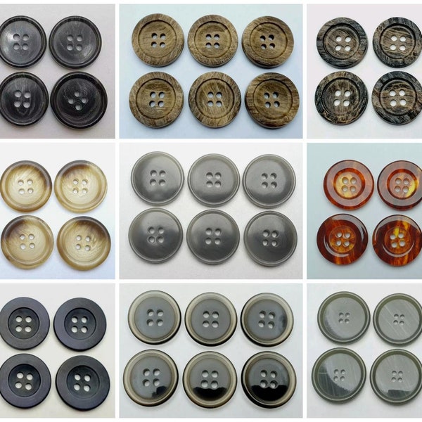 Pack of 6 buttons 20 mm 2 cm plastic various colors high quality MADE IN GERMANY