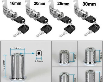 Schrankschloß Möbelschloß Briefkastenschloß 16, 20, 25, 30 mm Hebelschloß Spind Metall